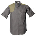 Gray short-sleeved Upland Shirt for Men with olive shoulder patch ideal for first responders