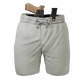Gray carrier shorts with concealed carry holster by Arrowhead Tactical Apparel