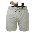 Gray carrier shorts with concealed carry holster by Arrowhead Tactical Apparel