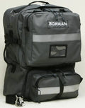 Gray stacked duffel bags from Ruffian Out of County Bag with two internal storage compartments