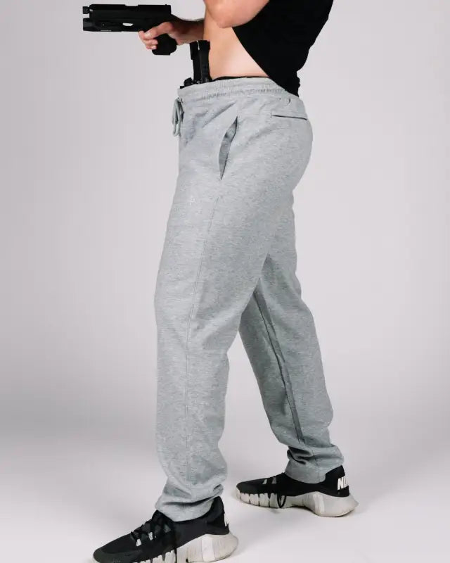 Gray Carrier Sweatpants Mk.II in Carbon Grey with patented carrier retention waistband