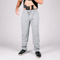 Gray Carrier Sweatpants Mk.II with patented carrier retention waistband and black shoes