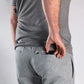 Gray Carrier Joggers Mk.II with back pocket featuring concealed carry and retention belt