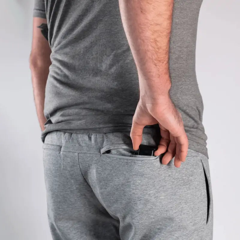 Gray Carrier Joggers Mk.II with back pocket featuring concealed carry and retention belt