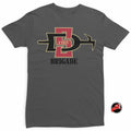 Gray Aztec Tee featuring a fire brigade logo for first responders and firefighters