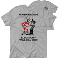 Gray T-shirt with cartoon graphic from Remember Kids Safety Yellow T-Shirt collection