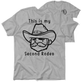 Gray t-shirt with cowboy graphic from My Second Rodeo Safety Yellow T-Shirt collection