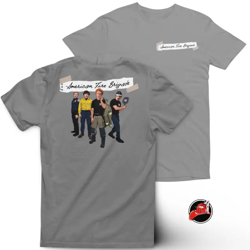 Gray Dynamite Tee featuring firefighter graphic, perfect for first responders enthusiasts