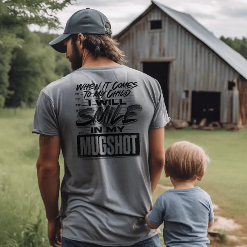 Heather Grey t-shirt featuring a unique mugshot graphic design