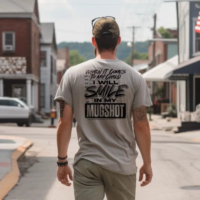 Heather Grey T-shirt with printed text from the Mugshot collection