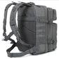 Gray tactical military-style All-Terrain Backpack with MOLLE webbing and first aid supplies