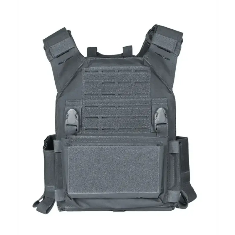 Gray QRF Low Visibility Minimalist Plate Carrier with MOLLE webbing and Velcro patch