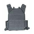 Gray tactical QRF Plate Carrier with MOLLE webbing, level III body armor fit