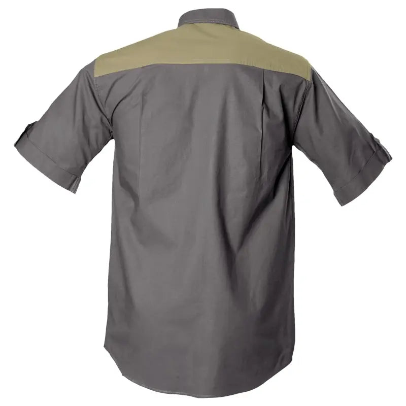 Gray and tan Upland Shirt for Men is a stylish short-sleeved shooting shirt