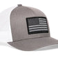 Gray and white USA Snapback with black and gray American flag trucker patch