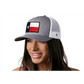 Gray and white Texas Flag Trucker Hat with a Texas state flag patch design