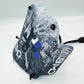Gray and white patterned face shield for first responders, firefighters, and police teams