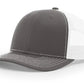 Gray and white trucker hat with leather patch for first responders and firefighters in Dumpster Fire style