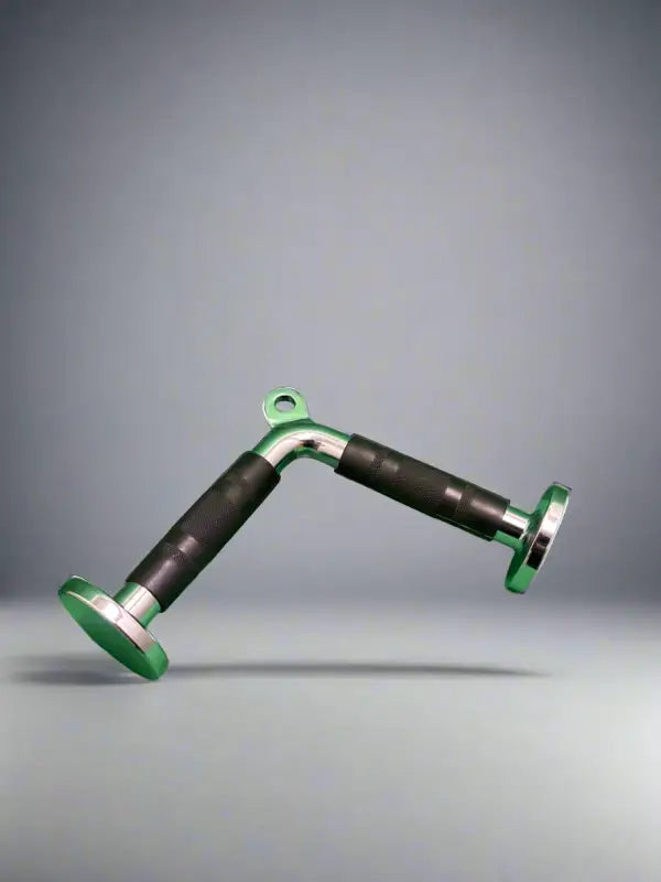 Green and black lat pulldown bar for SFE Chromed Triceps Press Bar workouts