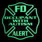 Glowing green fire department Maltese cross symbol for Autism Awareness and first responders