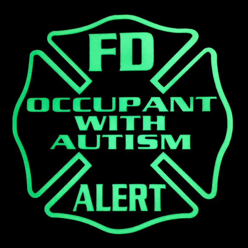 Glowing green fire department Maltese cross symbol for Autism Awareness and first responders