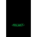 Green glowing HELMET text showcasing IdentiFire™ Helmet Nameplates for harshest environments