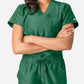 Green Women’s Simple Scrub uniform featuring v-neck top and drawstring pants