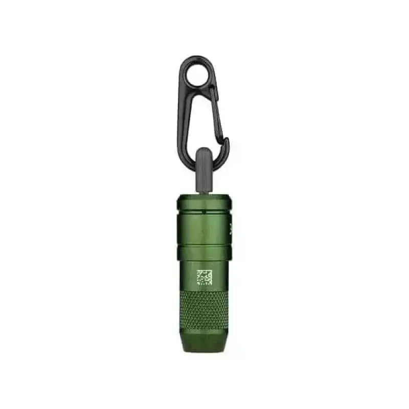 Green metallic Olight iMini2ODG rechargeable mini flashlight with carabiner clip