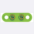 Green plastic tag with TKW Working Technician logos for TeKnowledge Worldwide TKW DoorJamm