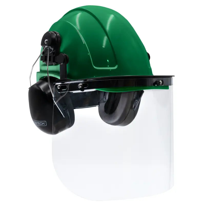 Green Cap-Style Hard Hat Kit with Earmuffs and Hi-Transparency Face Shield