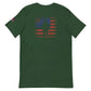 Green Flag Firefighter Short-Sleeve T-Shirt with American flag design on back