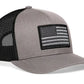 Grey and black mesh American Flag Trucker Hat with black and grey USA patch