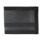 Grey and black nylon wallet with textured stripes for unfolded bills and card slots