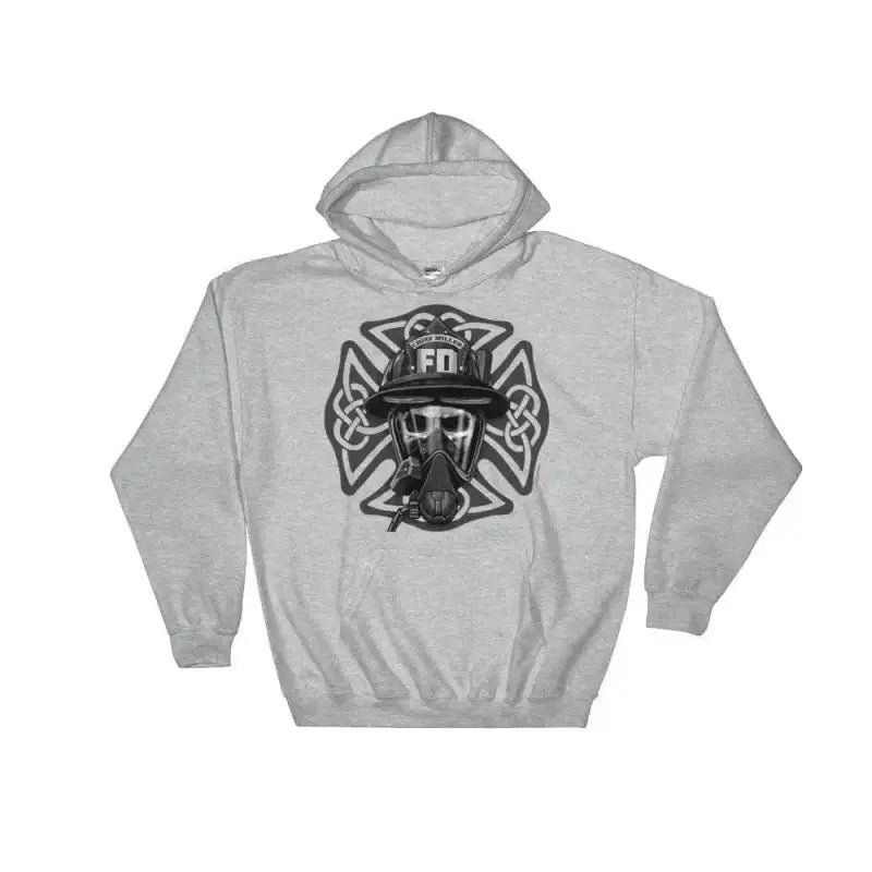 Grey Maltese Cross Hoodie featuring a Celtic Maltese Cross design on the front