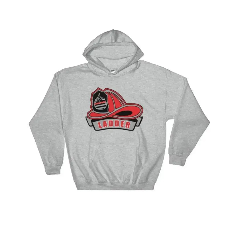 Sport Grey hoodie featuring Ladder Helmet design with red firefighter logo