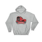 Sport Grey Hoodie with Red Firefighter Helmet Logo, Available in 2XL 3XL 4XL Sizes