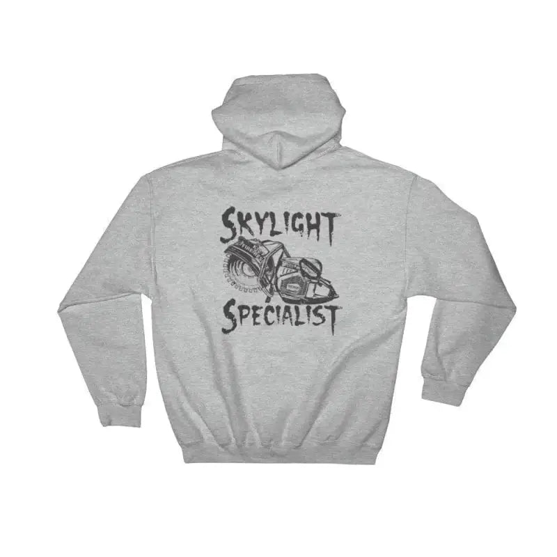 Sport grey hoodie with Skylight Specialist text and boot graphic on front