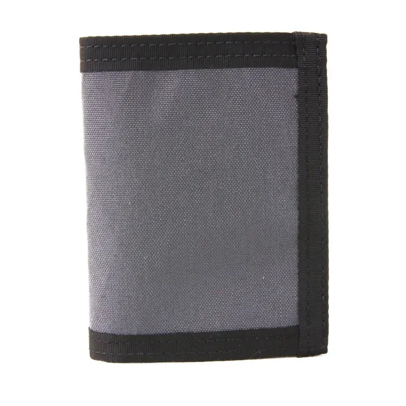 Grey nylon wallet with black trim in Coyote Combat Leather for style and durability