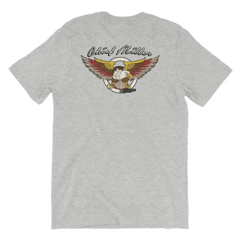 Grey t-shirt with eagle logo design on the back from Eagle - Short Sleeve collection