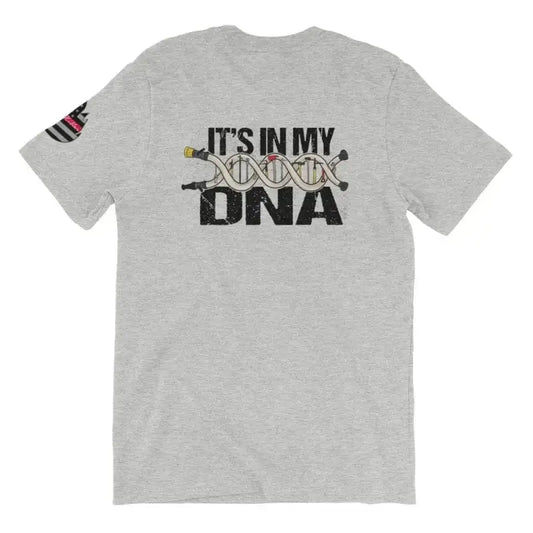 Grey short sleeve t-shirt with IT’S IN MY DNA text and DNA helix graphic design