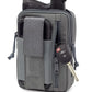 Grey tactical utility pouch for Liberty Gun Pack with compartments and key attachment