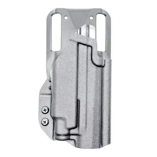 Grey textured plastic Sig Sauer P365-FUSE holster with belt attachment for weapon-mounted light