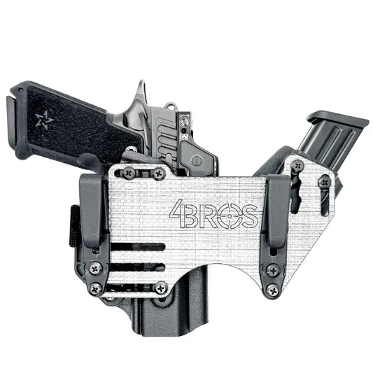 Gun and magazine holster on 4BROS Fat Guy’s Appendix Rig, a durable appendix rig and magazine carrier