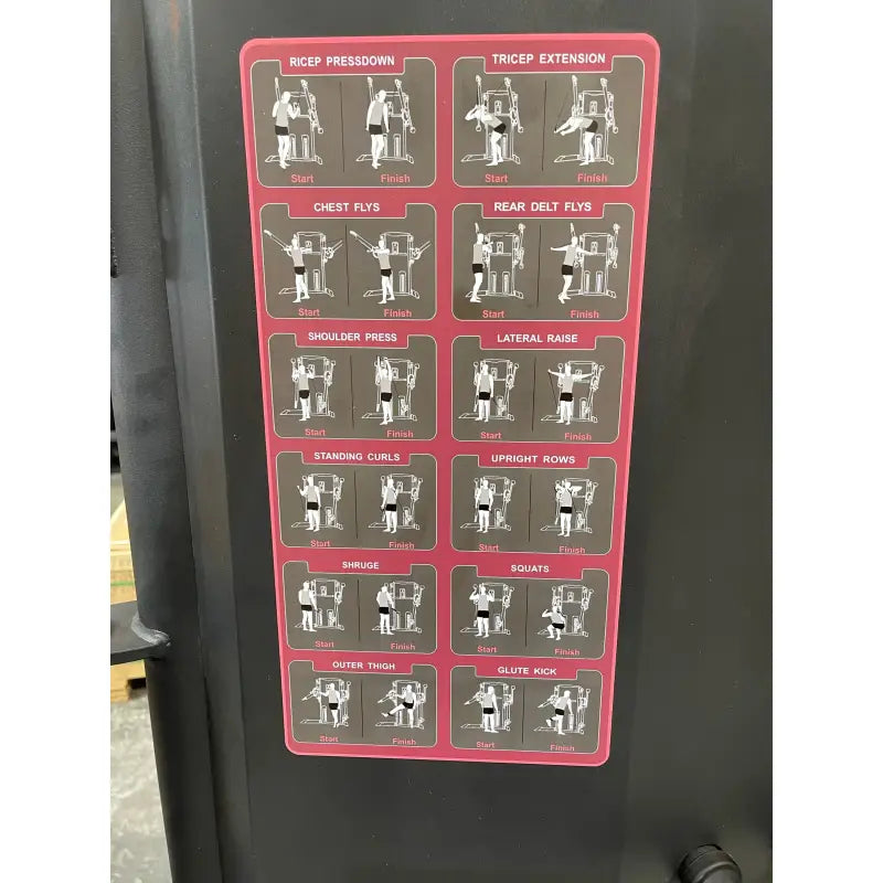 Elegant SFE Commercial Dual Cable Crossover Machine with exercise guide for effective workouts