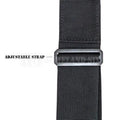 Black adjustable nylon firefighter radio strap with plastic buckle for tactical use