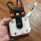 Handcrafted leather and fur pouch from Genuine Hair On Radio Strap Set