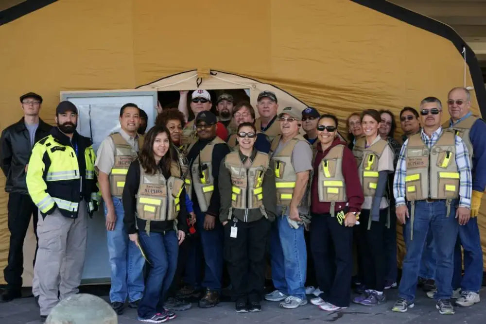 Group of emergency response workers in HCPHES Safety Vests for enhanced safety