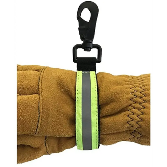 Chief Miller Glovestraps Heavy Duty Firefighter Glove Strap with Green Reflective Trim Apparel