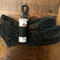 White and black insulated drink container with carabiner for Firefighter Glove Strap