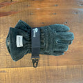 Dark green winter glove with adjustable strap and Firefighter Swipe Tool attachment